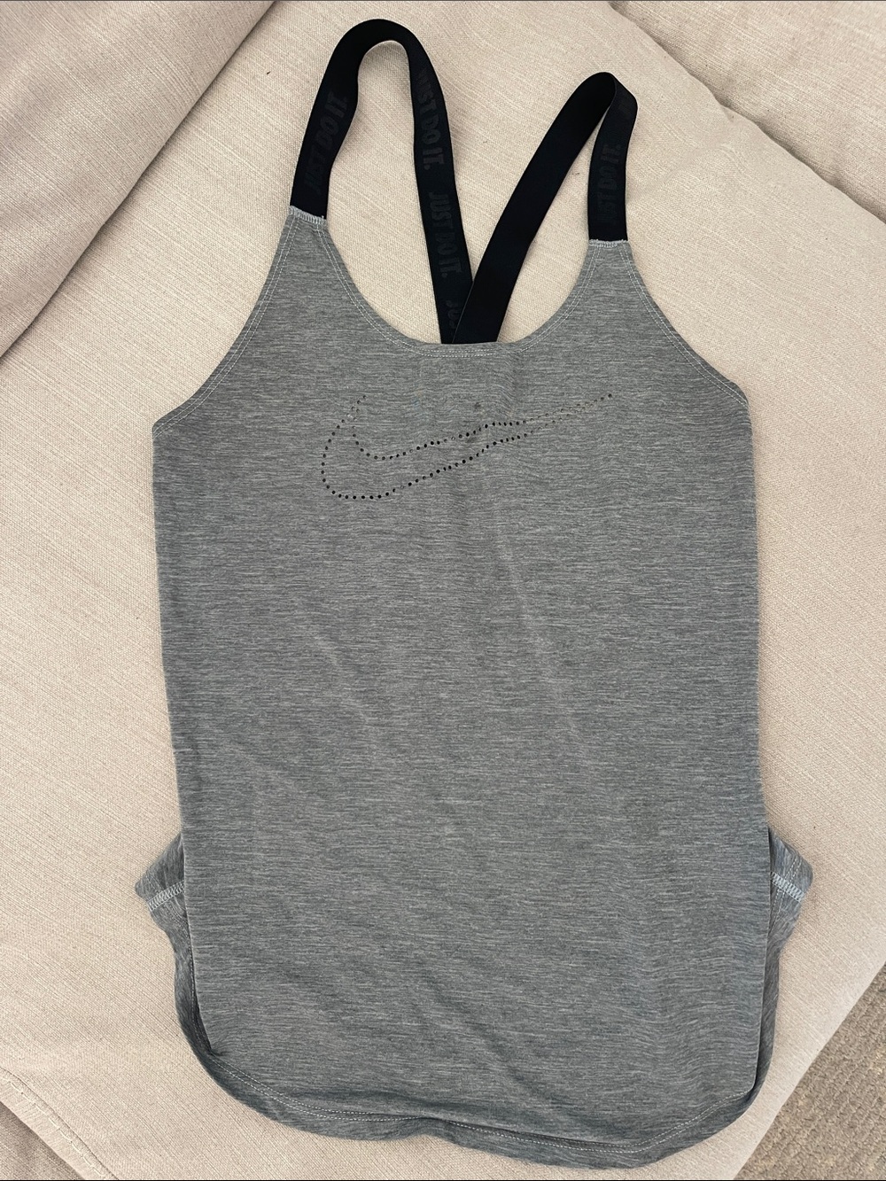 Nike Gray Athletic Tank with Black Branded Straps